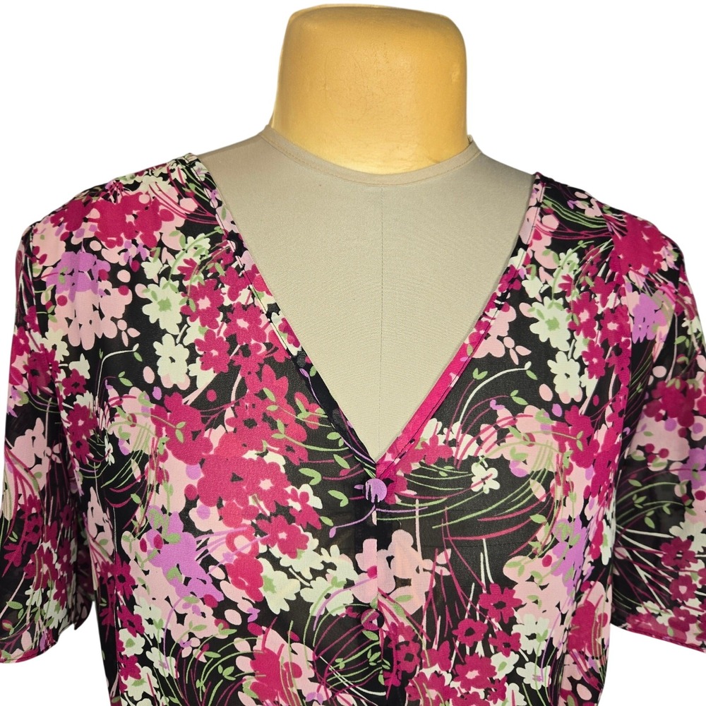Agenda Womens‎ Size 24 Sheer Tunic Blouse Floral Romantic Resort Vacation Artsy - Picture 3 of 9
